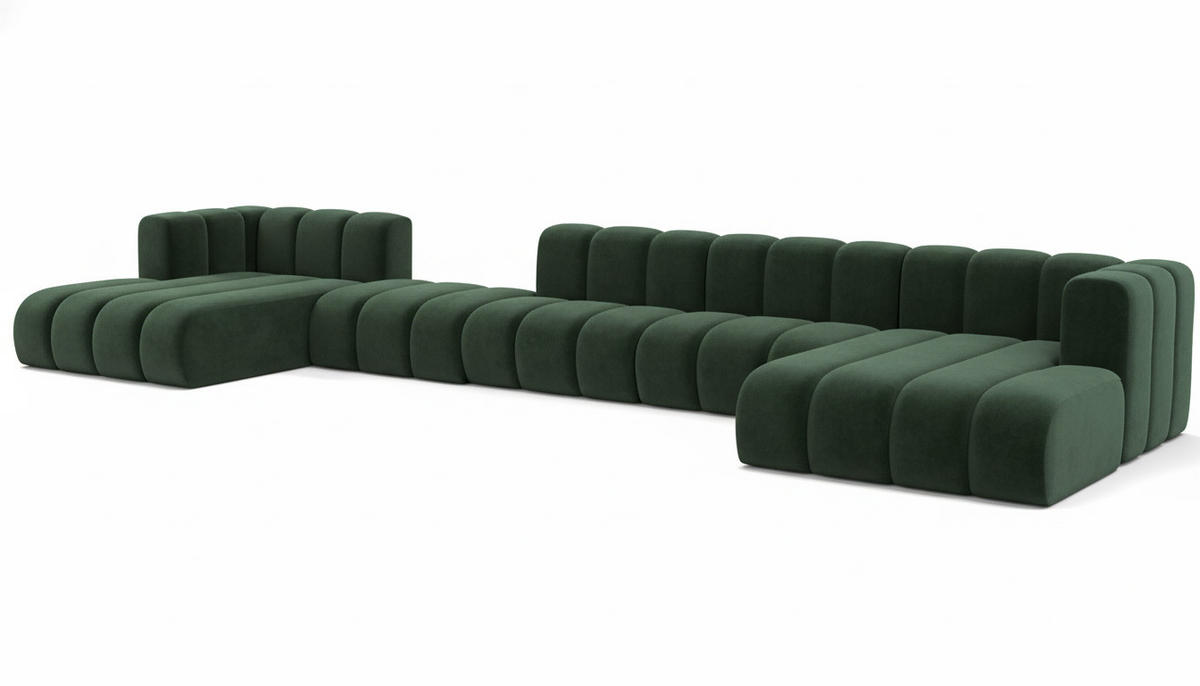 ECKSOFA U-Form Grand U Big XL 500 cm, Velourstoff Salvador, Grün - Grün, Holz (500/179cm) - Kaiser Möbel