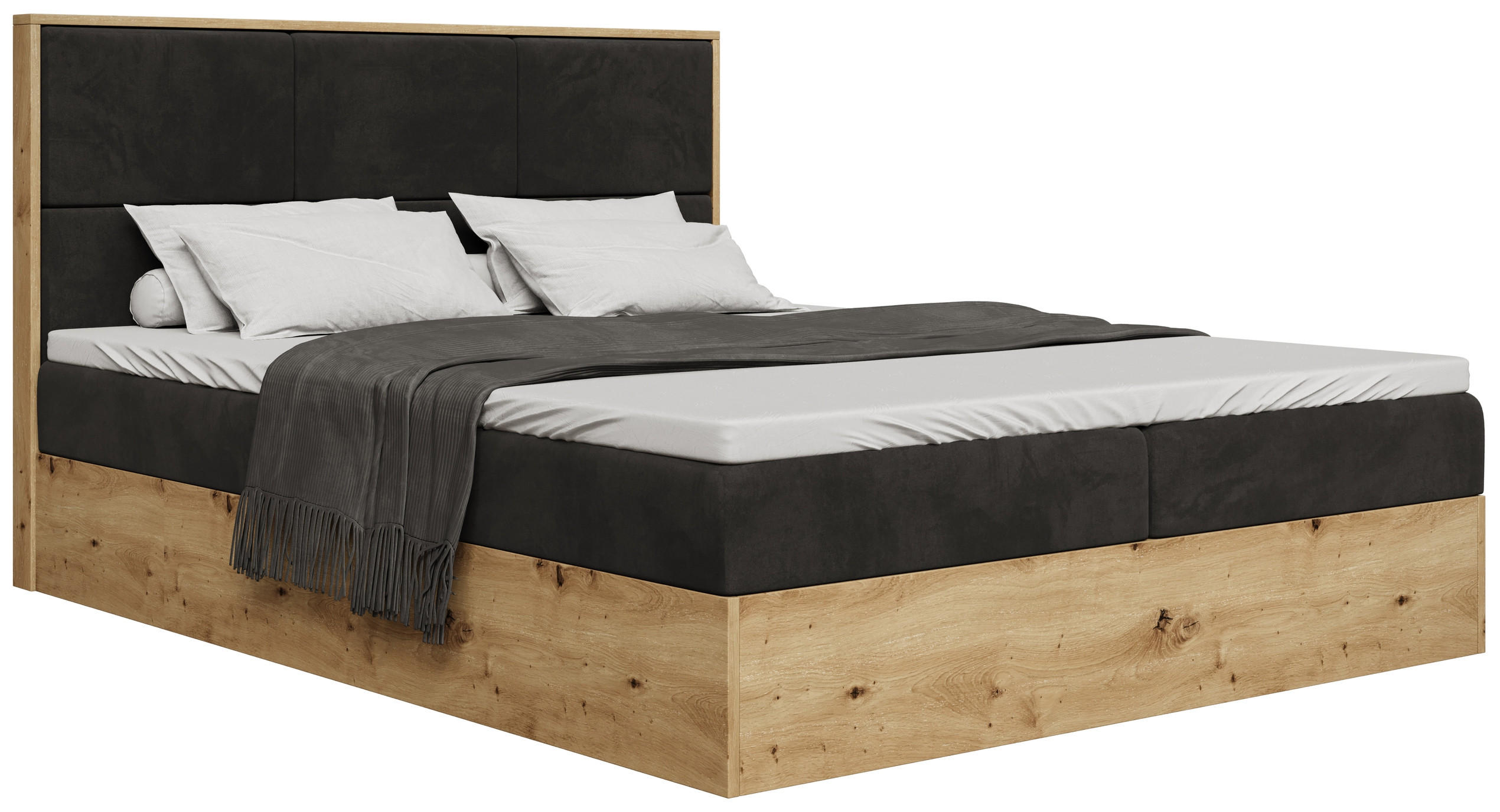 Bromarkt Boxbett Braun, Schwarz 160x200 cm