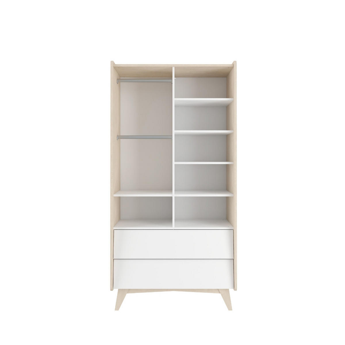 KINDERKLEIDERSCHRANK SoSixty, 2-türig - Weiß, Holzwerkstoff (100/200/55cm) - RAUMHIRSCH FURNITURE