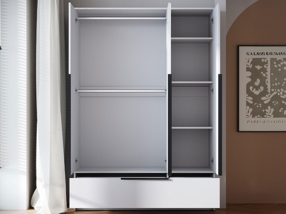 DREHTÜRENSCHRANK Spirit 3D - Schwarz/Weiß, Holzwerkstoff/Kunststoff (135/193/51cm) - MIRJAN24