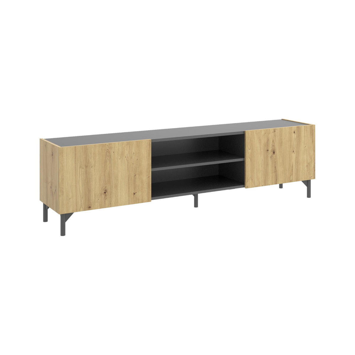 FERNSEHSCHRANK Eiche Knoten, Anthrazit 35/161/45.2 cm - Braun, Holzwerkstoff (161/45.2/35cm) - DMORA