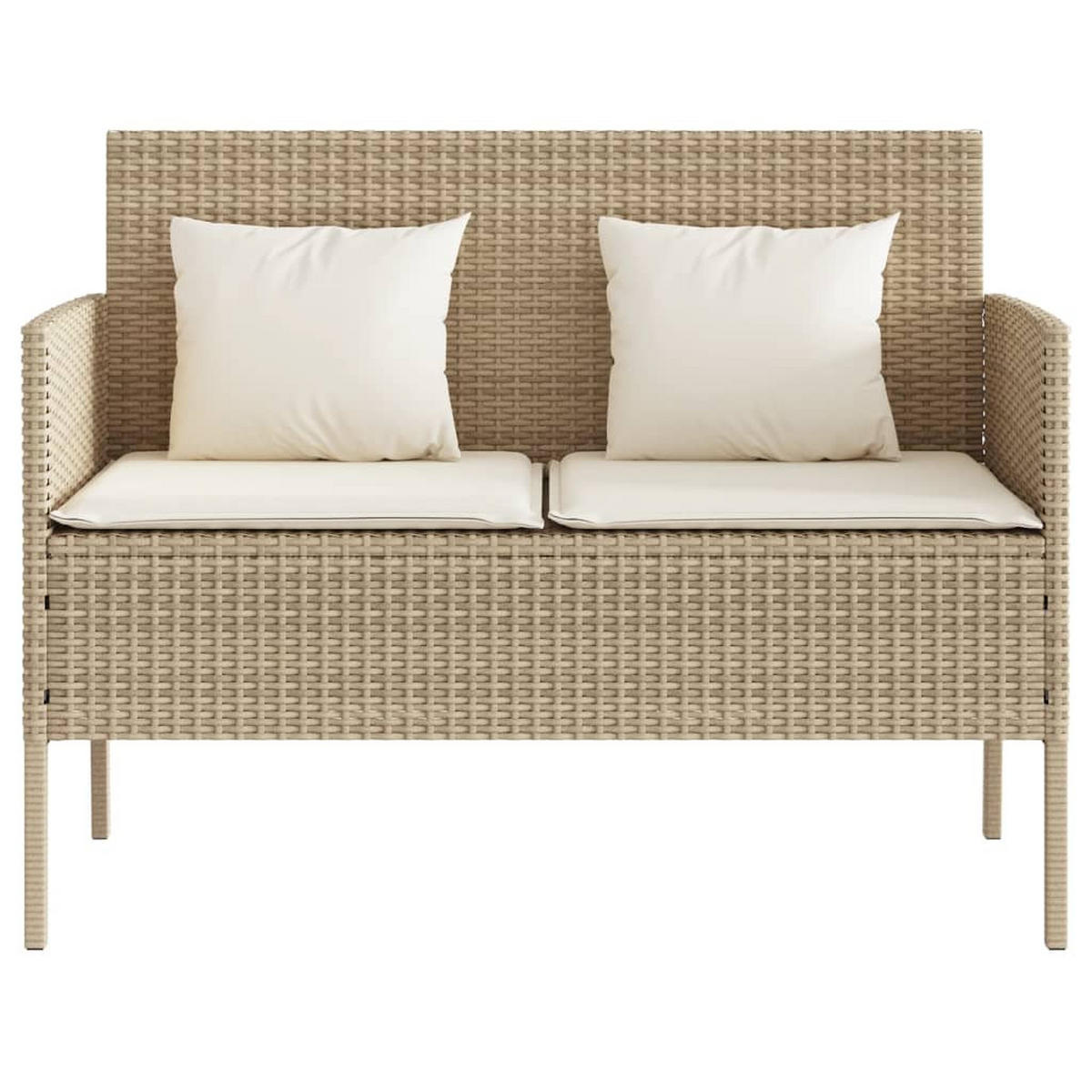 GARTENBANK mit Kissen Beige Poly Rattan - Beige/Creme, Kunststoff (113/87/61cm) - furnicato