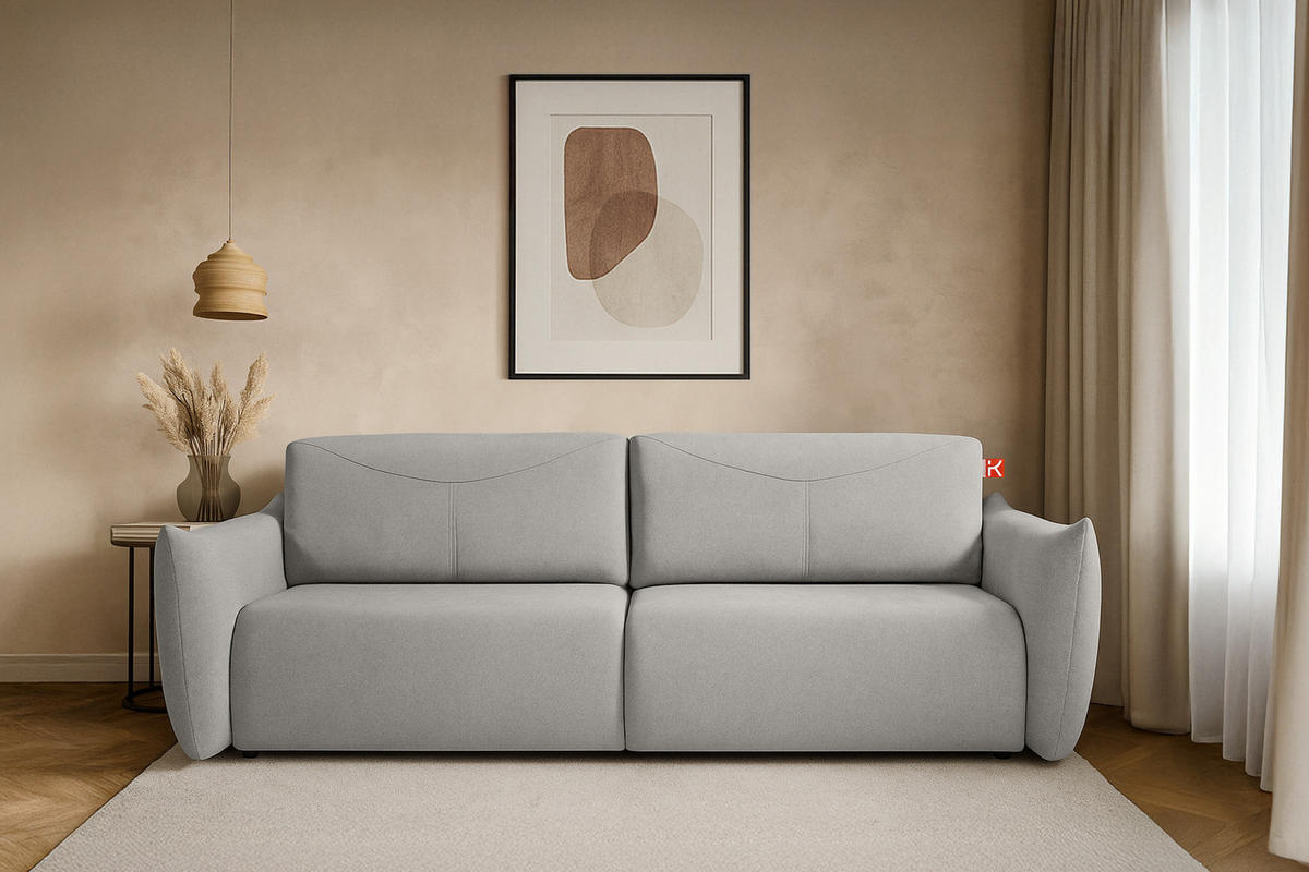3-SITZER-SOFA LAVIS, Grau - Grau, Holz/Textil (242/87/111cm) - KONSIMO®