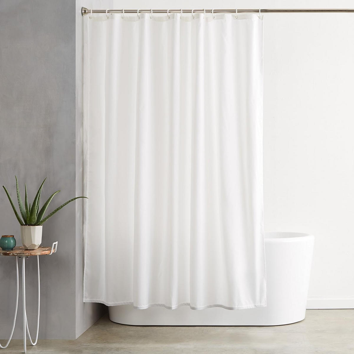 DUSCHVORHANG Weiß wasserdicht schimmelresistent mit Ösen und Haken - Weiß, Textil (180/200cm) - MCBOSON