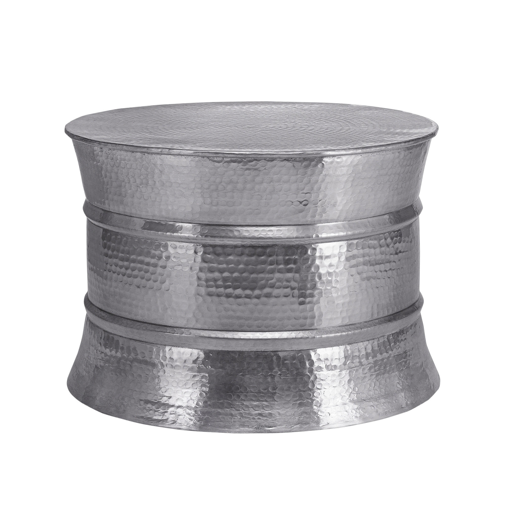 COUCHTISCH rund Ø62x33 cm Silber aus Aluminium Hammerschlag Design - Grau, Metall (62/62/33cm) - WOMO-DESIGN