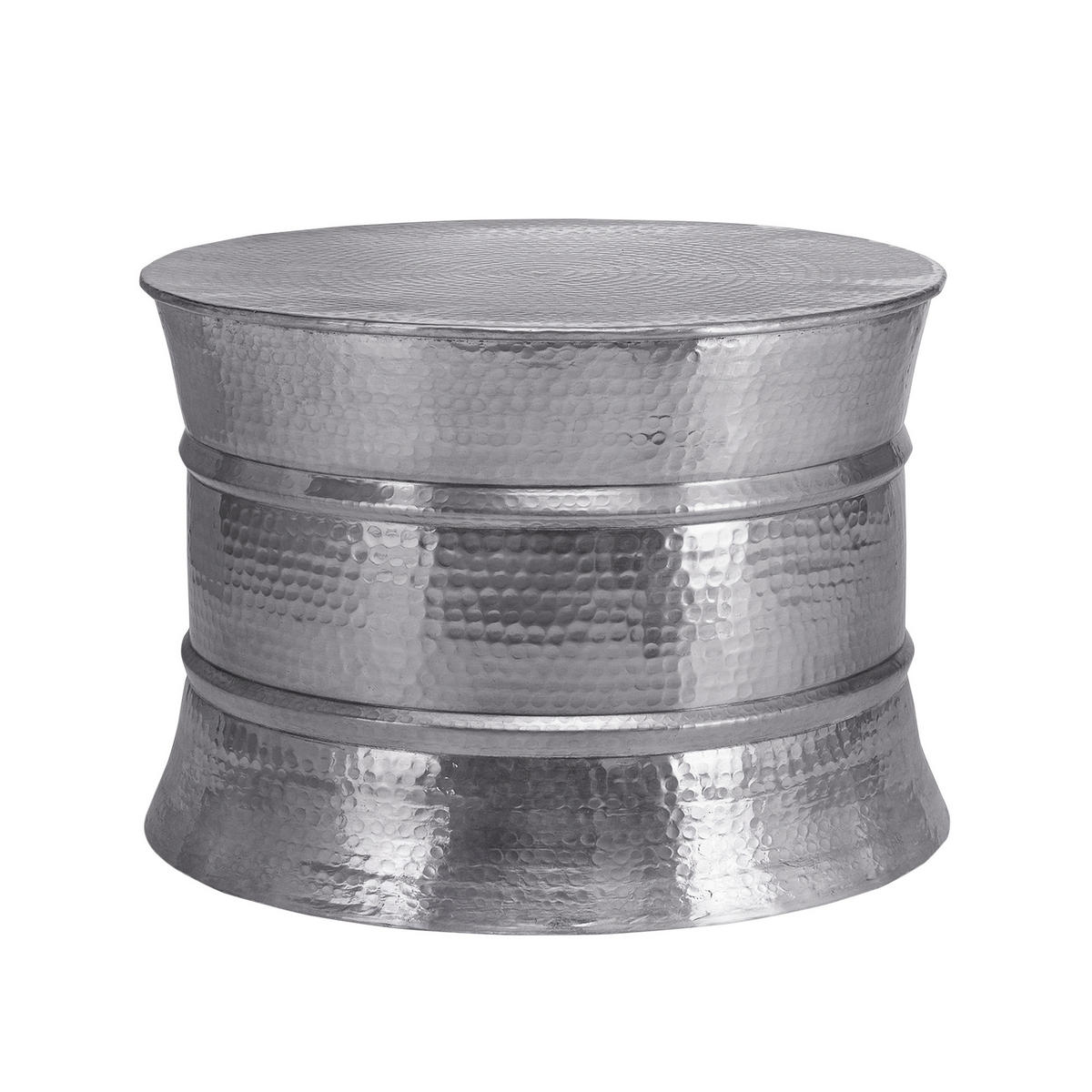 COUCHTISCH rund Ø62x33 cm Silber aus Aluminium Hammerschlag Design - Grau, Metall (62/62/33cm) - WOMO-DESIGN