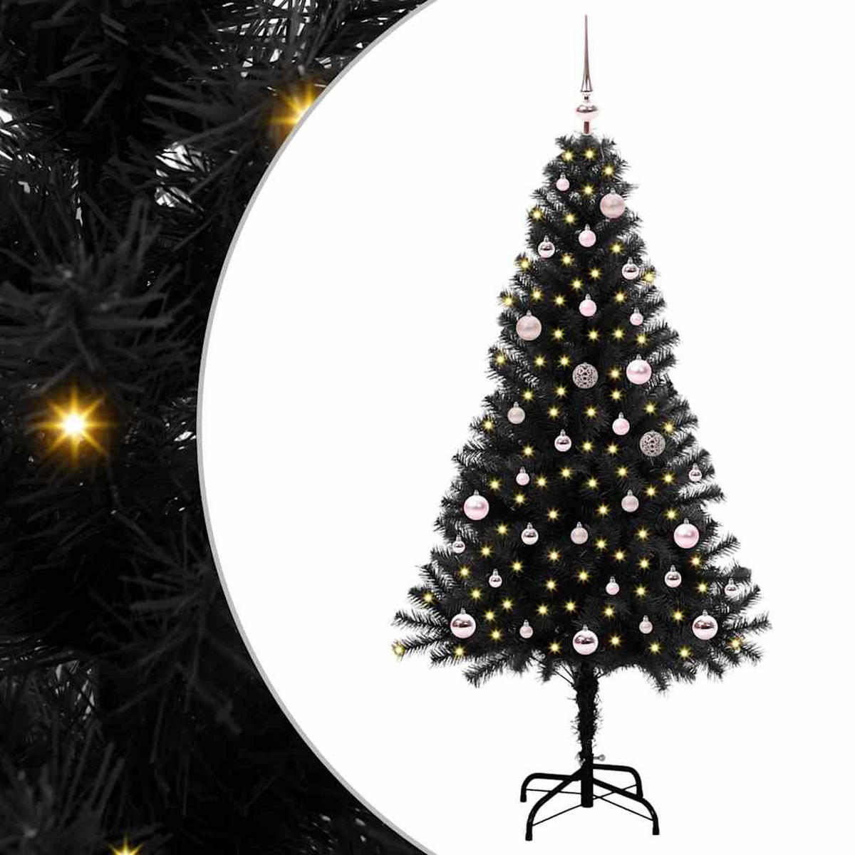 WEIHNACHTSBAUM 75/75/150 cm Schwarz PVC - Schwarz, Kunststoff (150cm) - vidaXL