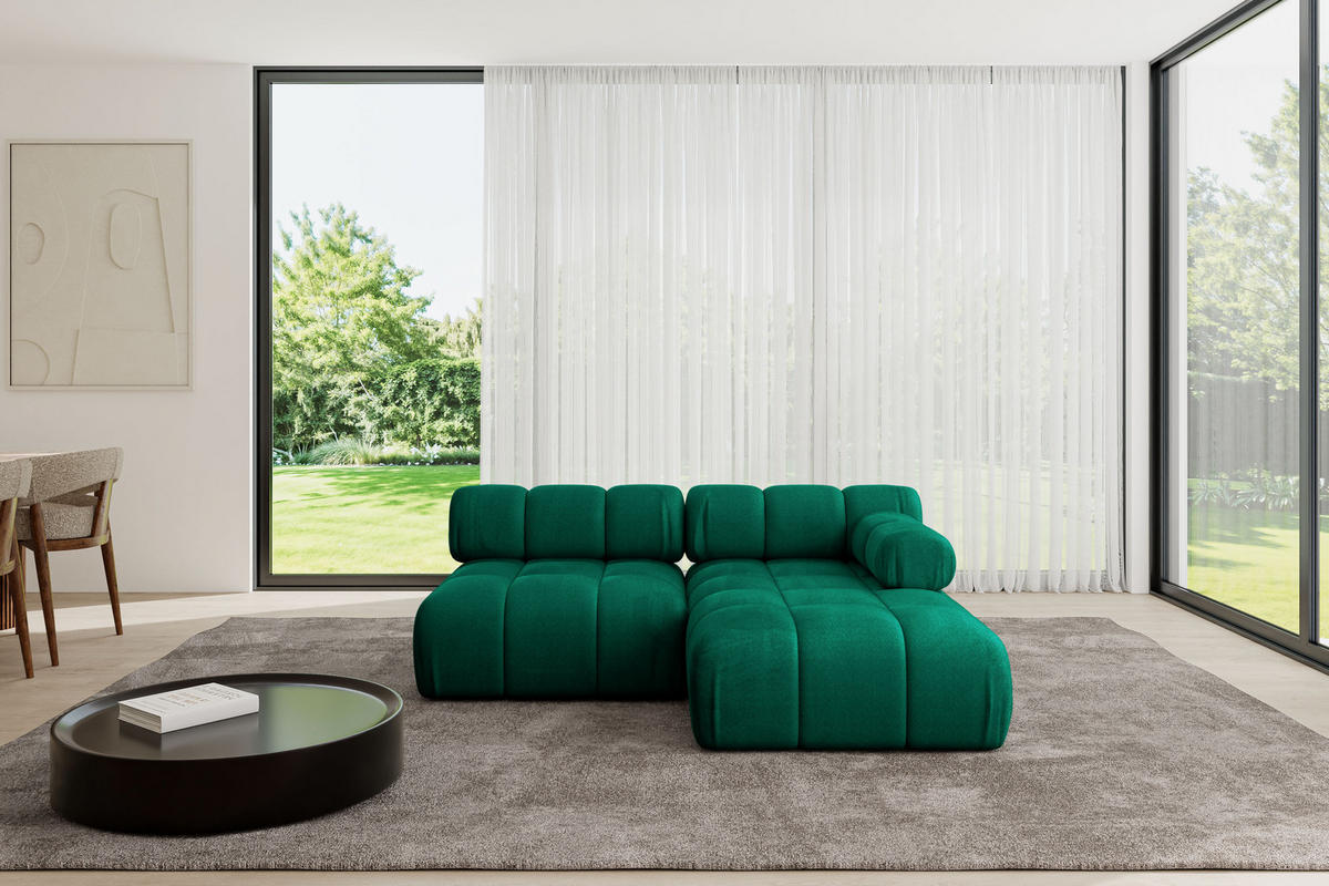 ECKSOFA modulares Sofa Razon-L1 - 190x160x70 cm Dunkelgrün Velours - Dunkelgrün, Holzwerkstoff/Textil (190/160cm) - ALTDECOR