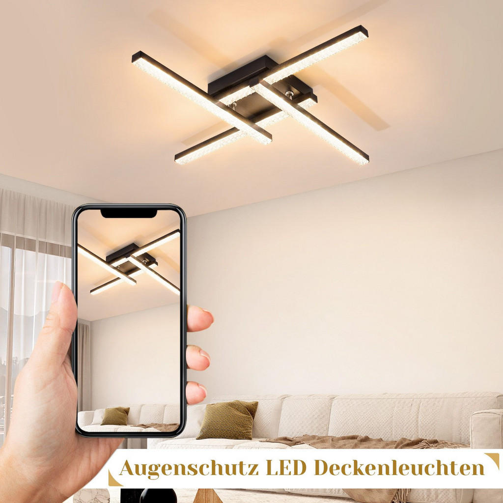 Thumbnail - ZMH Deckenleuchte, Schwarz, Kunststoff, 45.5x7.3x45.5 cm, Lampen & Leuchten, LED Beleuchtung, LED-Deckenleuchten