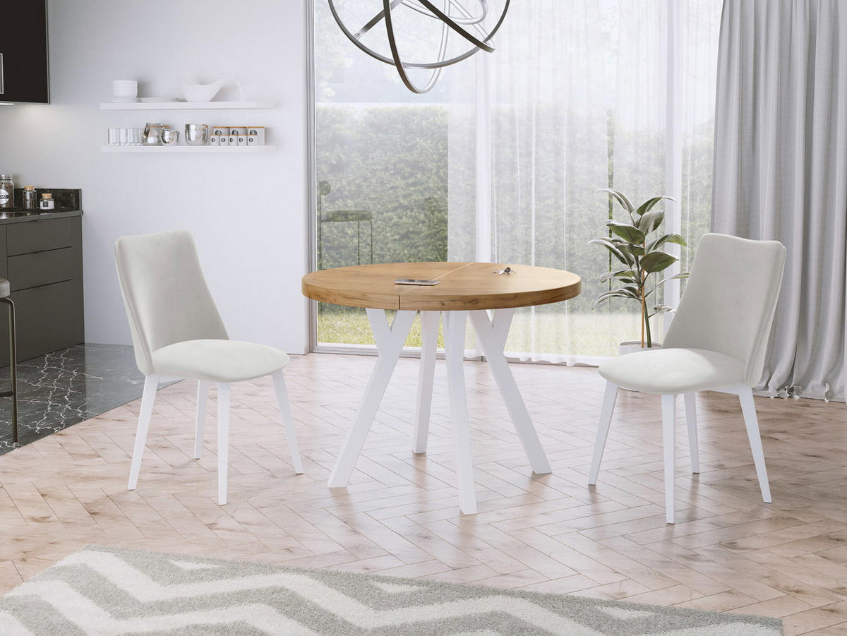 ESSTISCH Twixy runder ausziehbarer, Wotan Eiche 100-150/100/76 cm - Eiche Wotan/Braun, Holz/Holzwerkstoff (100/150/76cm) - WFL GROUP