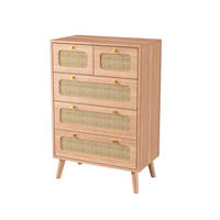 KOMMODE Rattanoptik 60/34/91 cm Sideboard für Wohnzimmer - Naturfarben, Holz/Metall (34/91/60cm) - PARAFTA HOME