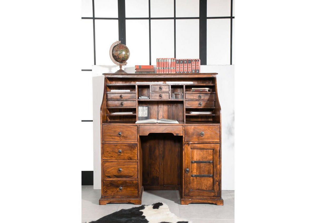 SEKRETÄR Akazie 128x58x138 honig lackiert OXFORD #0516 - Braun, Holz (58/128/138cm) - Massivmoebel24