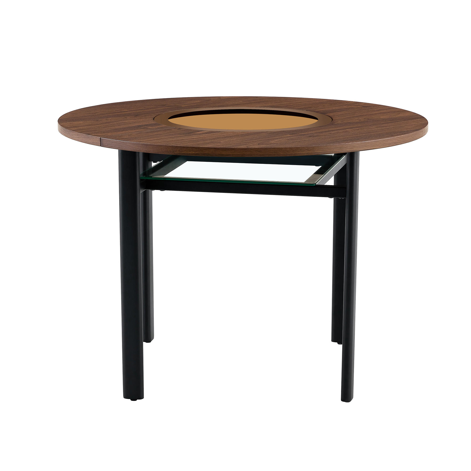 ESSTISCH Braun/Schwarz 100/100/76 cm - Braun, Holz (100/100/76cm) - PANGIVO