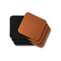 UNTERSETZER - Veganes Leder - Schwarz / Cognac - doppelseitig - 10 x 10 cm - 6 Stück - Schwarz/Braun, Kunststoff (10/10cm) - Cookinglife