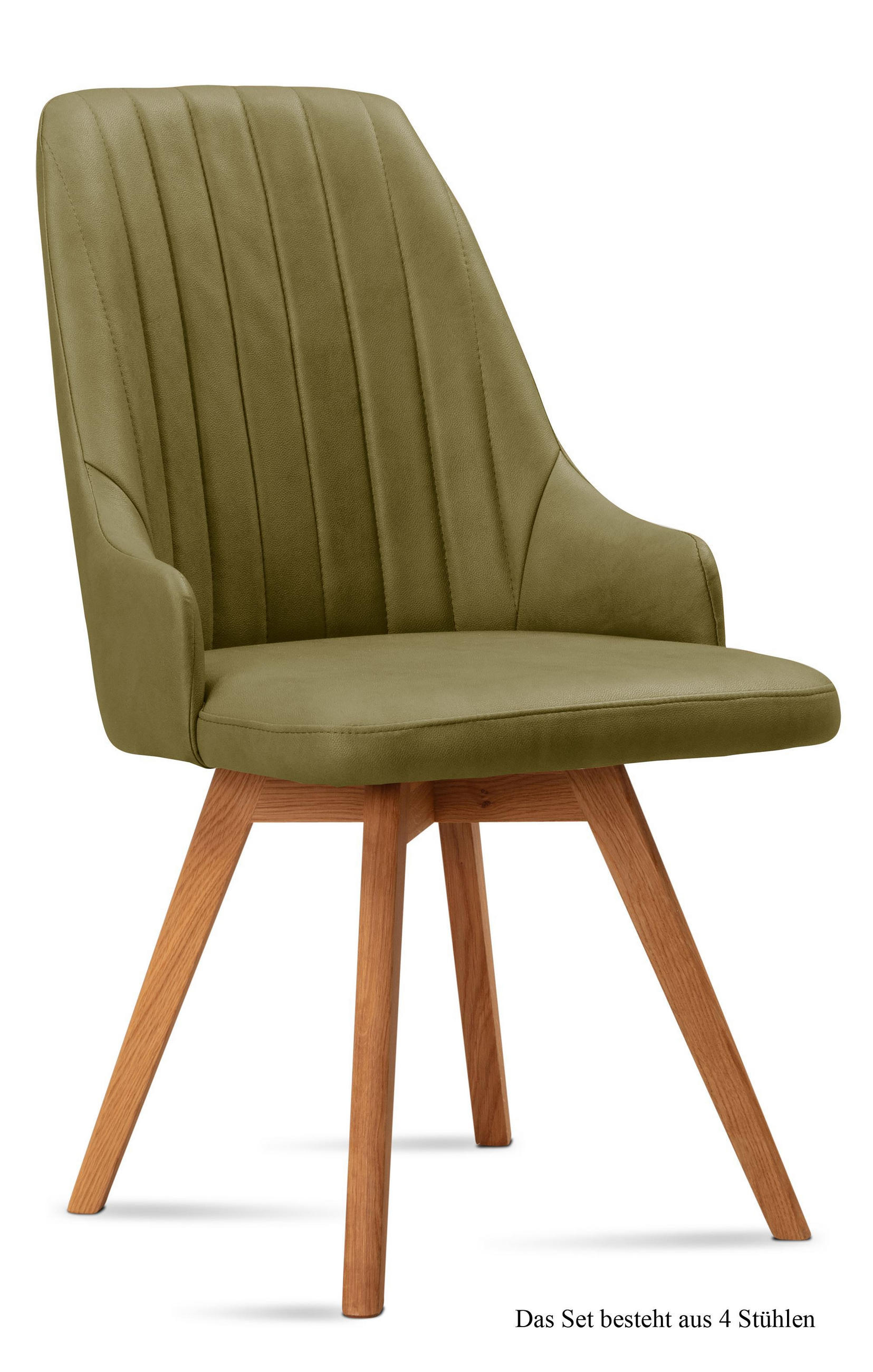 ESSZIMMERSTUHL (4er-Set) Domka 52x91x60 Eiche geölt/Olivgrün - Eichefarben/Olivgrün, Kunststoff (60/91/52cm) - 58aufmkessel