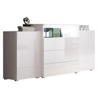 SIDEBOARD Urban III - weißer LED Beleuchtung - Weiß Hochglanz/Alufarben, Holzwerkstoff/Kunststoff (150/81/39cm) - MIRJAN24