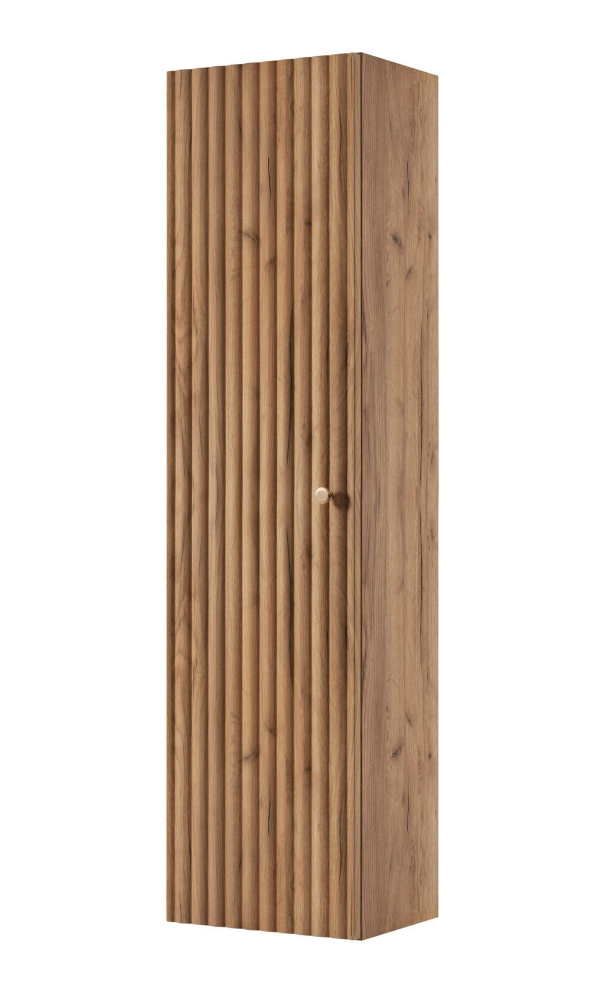 HOCHSCHRANK BELLO hängend geriffelt Eiche Craft Gold 35/136/27 cm - Eichefarben, Holzwerkstoff/Metall (35/136/27.2cm) - Rodan