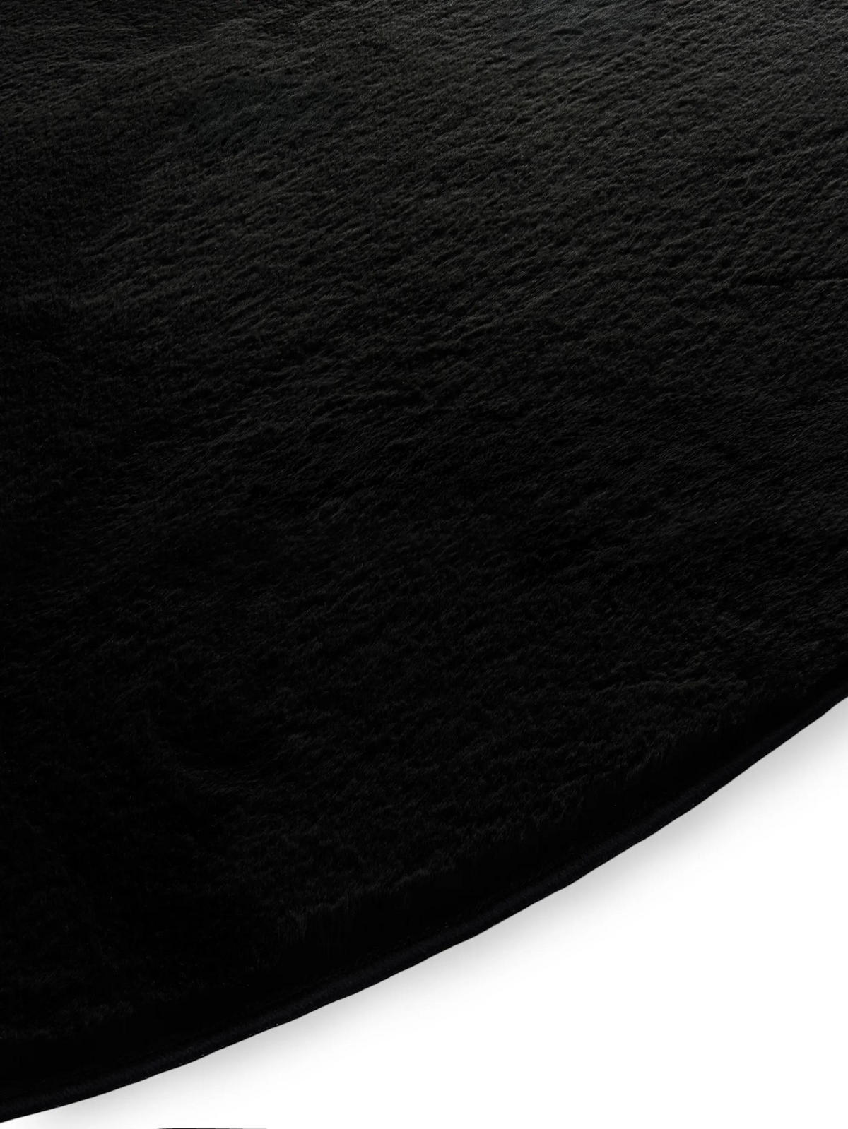 KUNSTFELLTEPPICH Furry Schwarz ø 160 cm rund - Schwarz, Kunststoff/Textil (160/160cm) - benuta