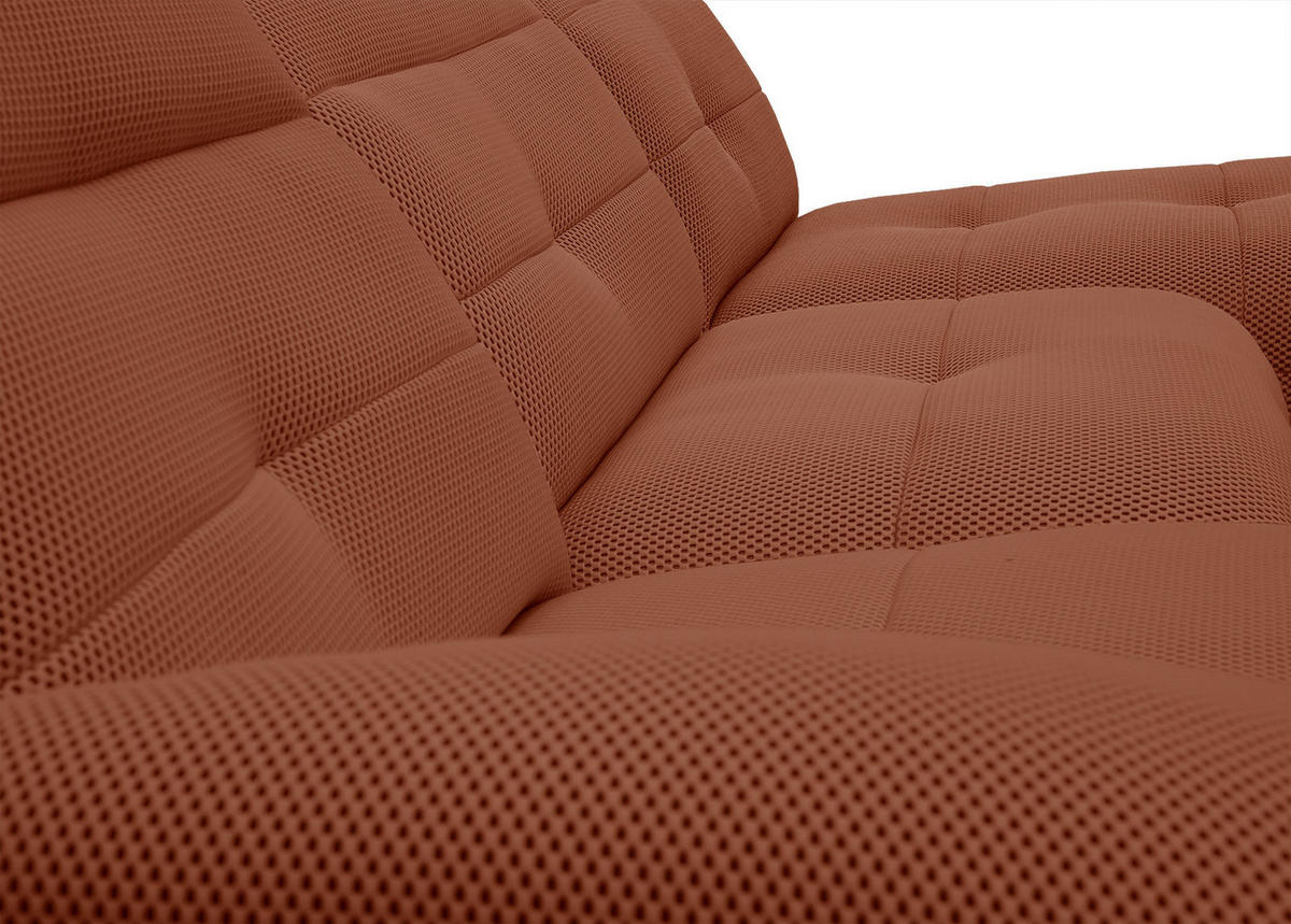ECKSOFA TRENTO 4-Sitzer mit 1 Relaxfunktion, dunkelorange - Dunkelorange/Schwarz, Holzwerkstoff/Kunststoff (262/165cm) - Courtois Laville