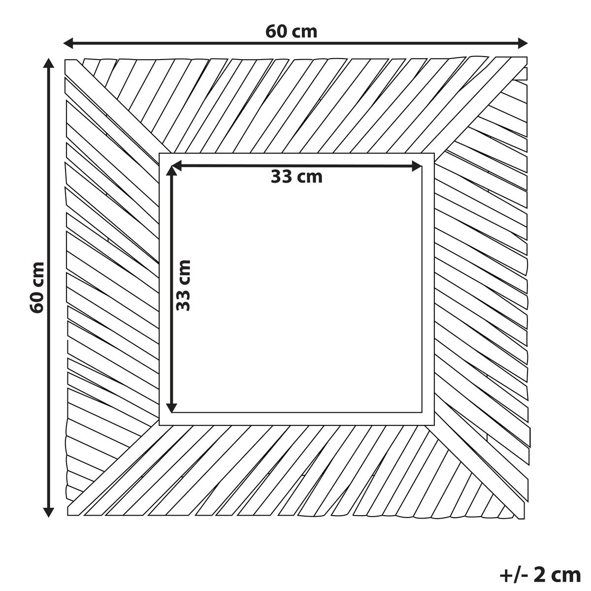 WANDSPIEGEL Holz hellbraun quadratisch 60/60 cm Kanab - Hellbraun, Holz (60/60/5cm) - Beliani