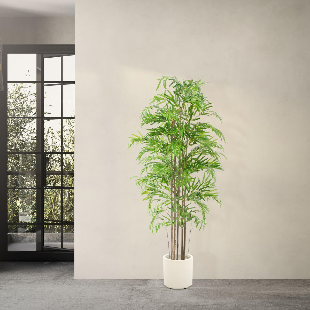 KUNSTPFLANZE Bambus - Anthrazit/Grün, Holz/Kunststoff (180cm) - ML-DESIGN
