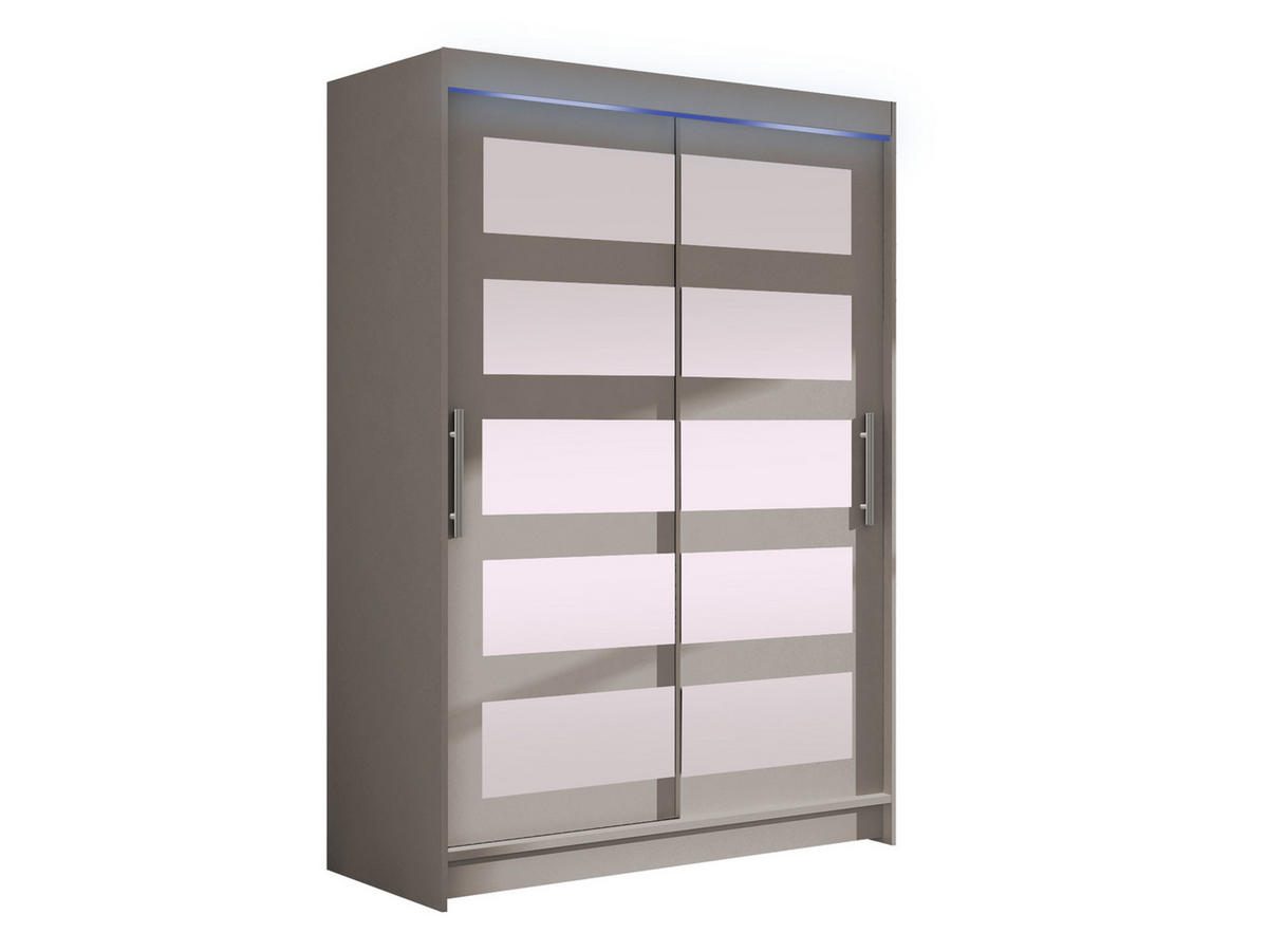KLEIDERSCHRANK Miami IV, mit RGB LED Beleuchtung - Kaschmir/Silberfarben, Holzwerkstoff/Kunststoff (120/200/58cm) - MIRJAN24