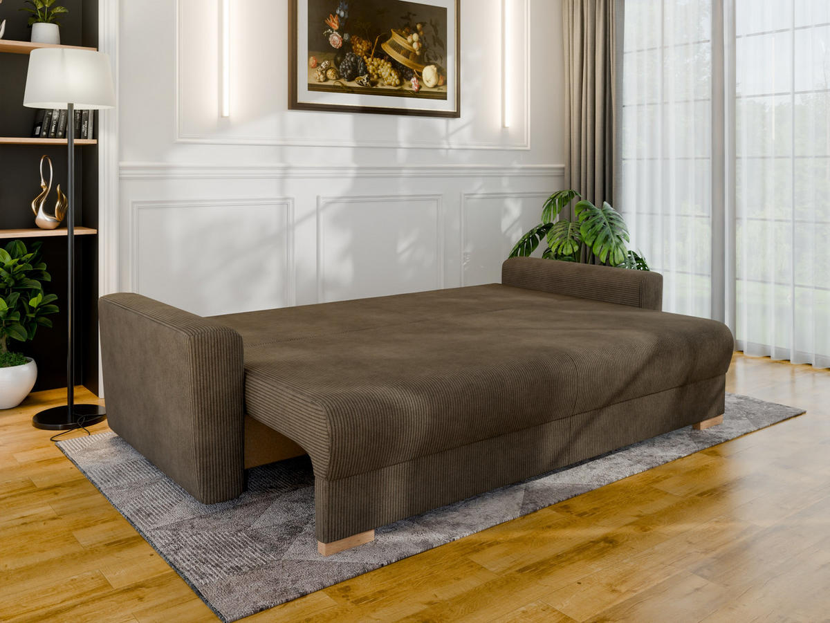 3-SITZER-SCHLAFSOFA ELMA mit Bettfunktion, dunkelbraun - Dunkelbraun, Holz (92.5/79/230cm) - Panda Möbel