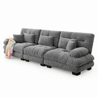3-SITZER Sofa aus Chenille in Grau 313x77x81 cm mit tiefem Sitz - Grau, Textil (313/81/77cm) - IVMEU