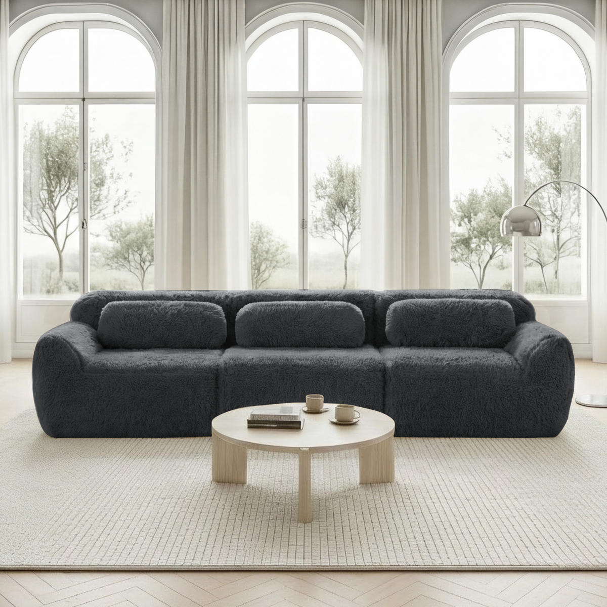 3-SITZER-SOFA DE-34149 mit Tiefsitz Grau - Grau, Textil (104/291cm) - ComfortXL