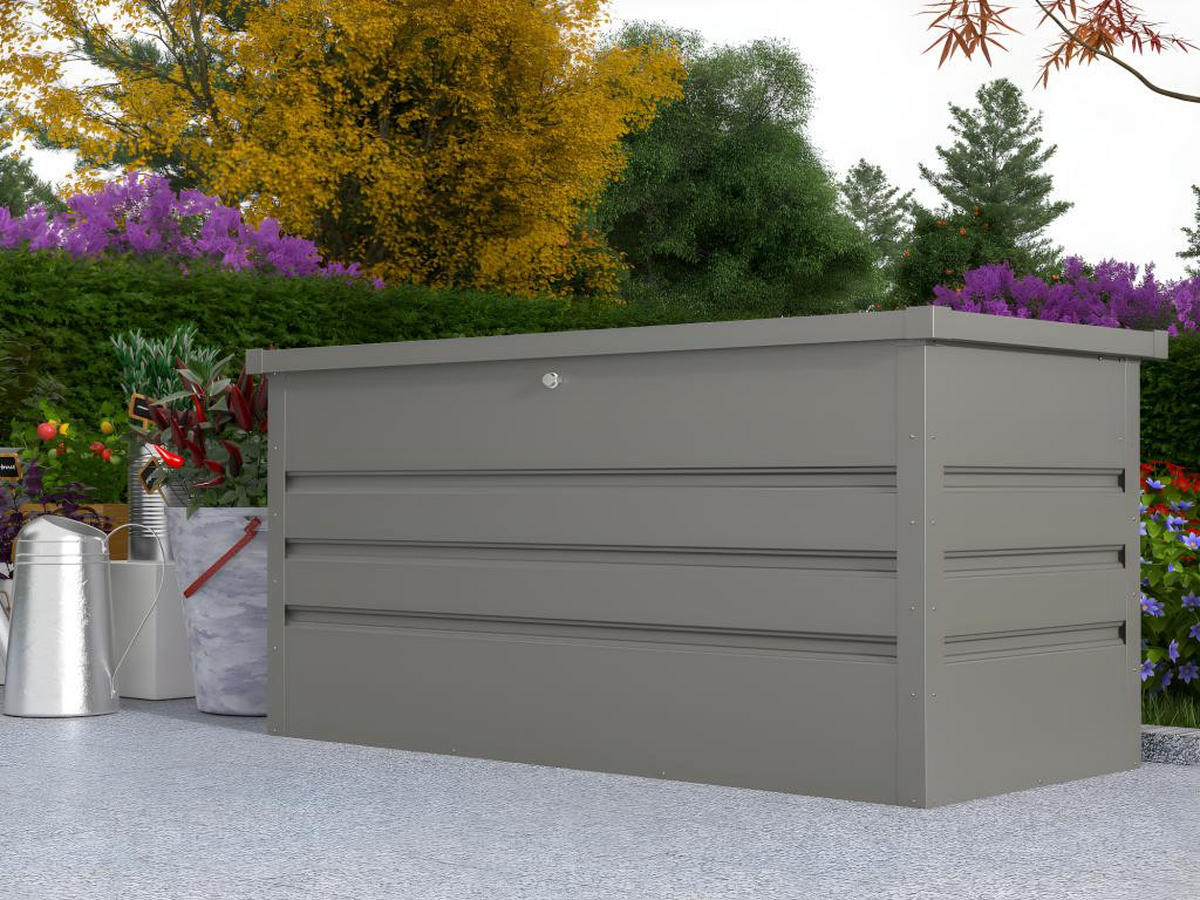 GARTEN-AUFBEWAHRUNGSBOX - Stahl - Volumen 400L - Grau - TOMASO - Grau, Metall (61/62/132cm) - Vente-Unique