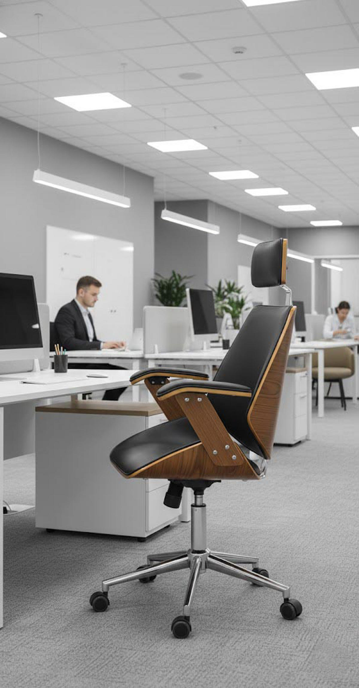 BÜROSTUHL Velrix Kunstleder walnuss/schwarz - Chromfarben/Schwarz, Metall (66/128/61cm) - TPFLiving