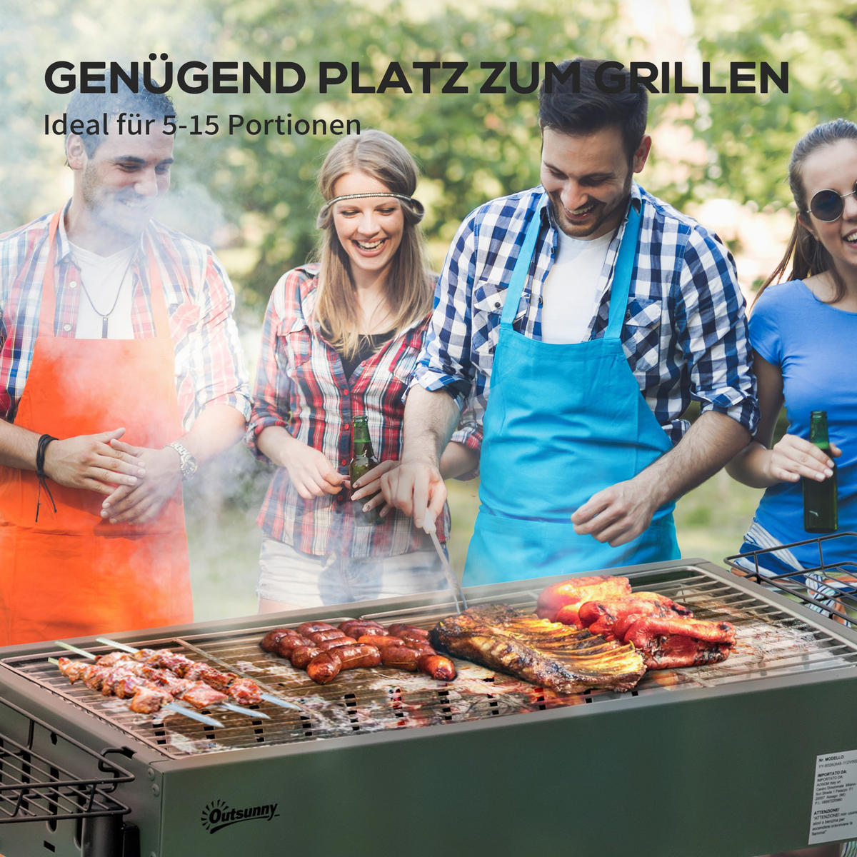 HOLZKOHLEGRILL Dunkelgrün 94.0/39.0/70.0 cm - Dunkelgrün, Metall (39/70/94cm)