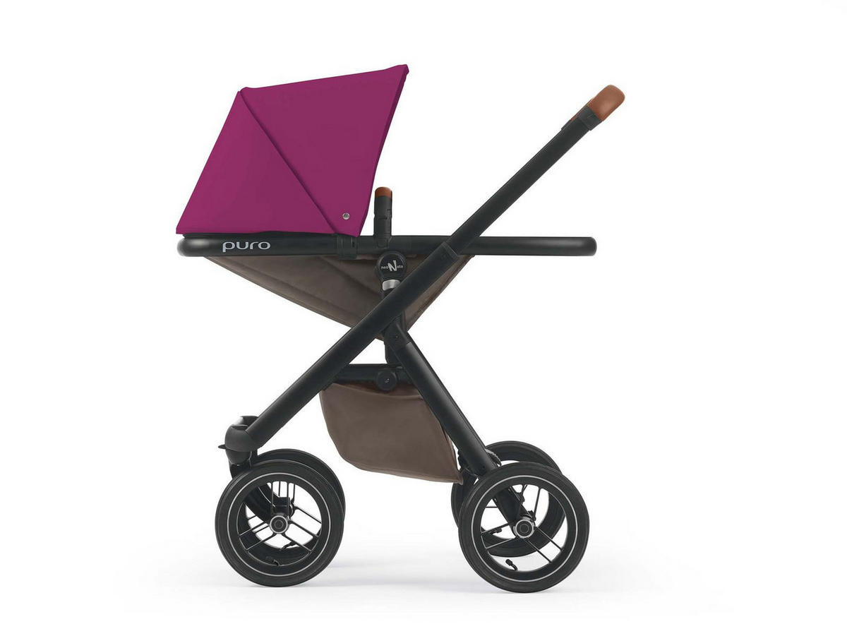 KOMBI-KINDERWAGEN Puro Urban 2 in1 inkl. Regenschutz und Wickeltasche - Blau/Beere, Holz/Kunststoff (61/94/123cm) - Cam il Mondo del Bambino S.p.A.