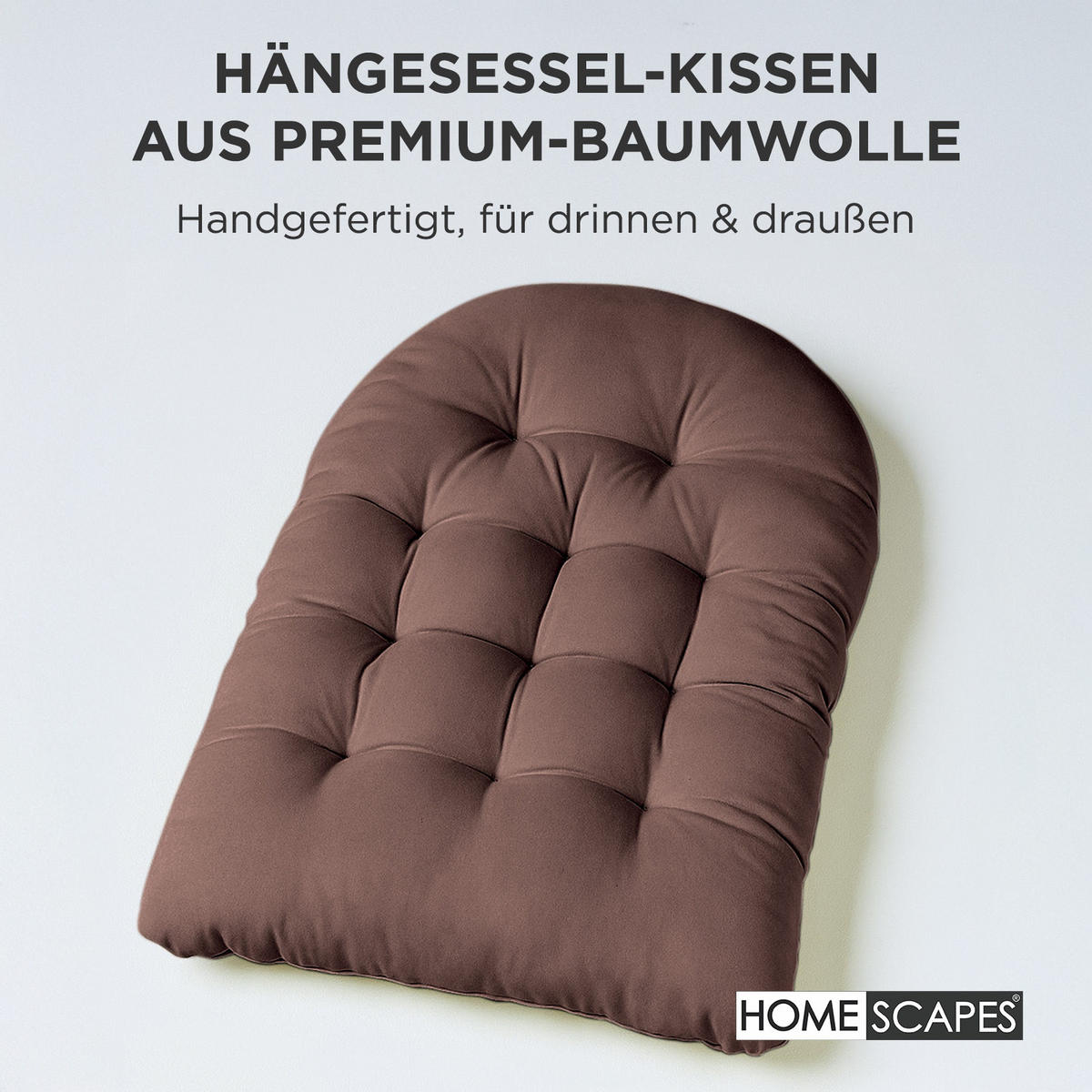 HÄNGESESSEL-KISSEN braun – halbrund, 80/120 cm - Braun, Textil (80/12/120cm) - Homescapes