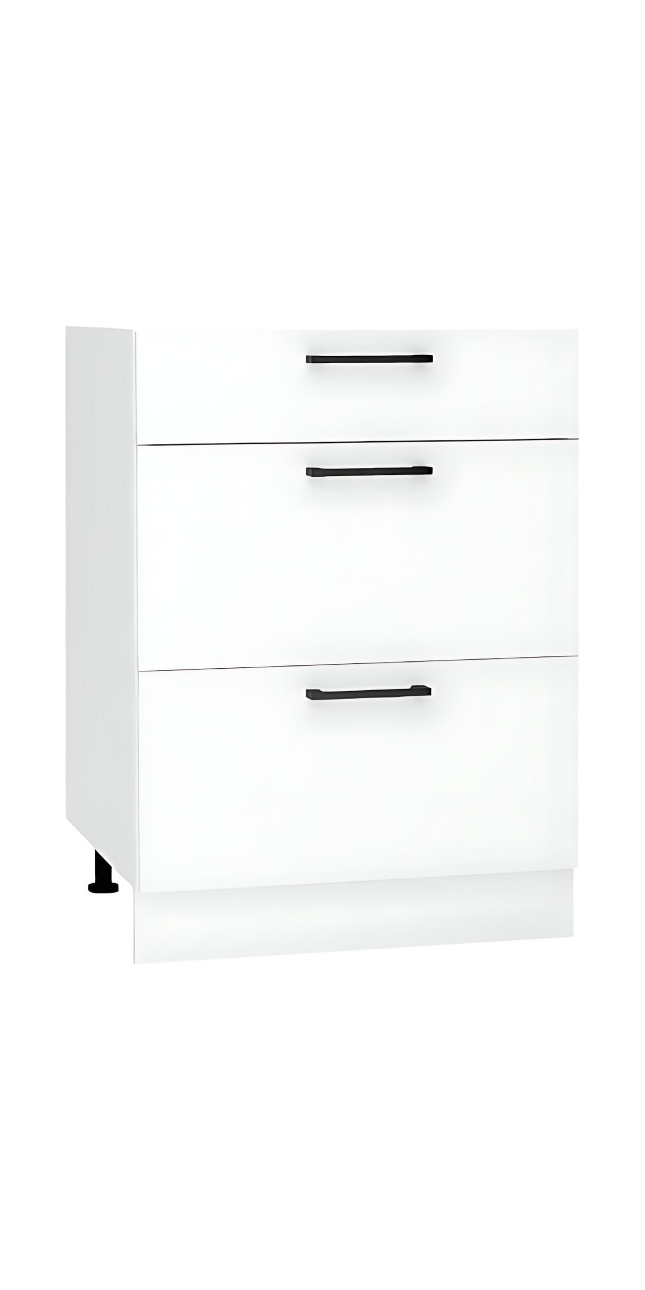 UNTERSCHRANK D60S3 - Morvex - 3 Schubladen für effiziente Organisation - Weiß, Holz/Metall (60/82/52.4cm) - ROYAL24_MARKT