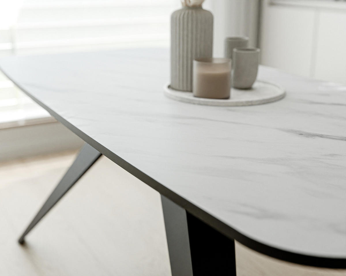 AUSZIEHTISCH FENTO 180/90/76 cm, Schwarz / Bianco (Weiß) - Perlmutt/Schwarz, Holzwerkstoff/Metall (90/180/76cm) - Idohome