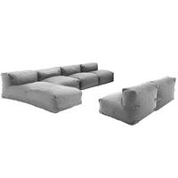 GARTENSOFA mit 6 Sitzplätzen, Grau - Grau, Textil - Oviala