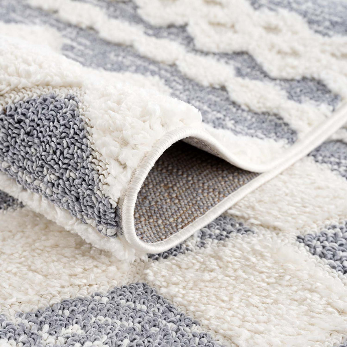 HOCHFLOR-TEPPICH Focus 3005 Grau 160 cm Rund - Creme/Grau, Textil (160/160cm) - carpet city
