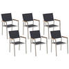 GARTENSTUHL 6er-Set schwarz Edelstahl Grosseto - Hellbraun/Silberfarben, Metall (55/87/58cm) - Beliani