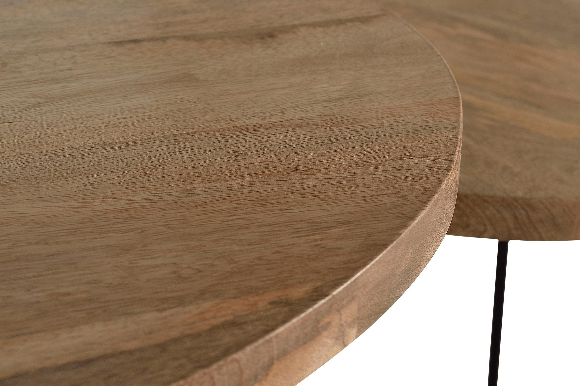 TISCH-SET 2 Mangoholz und schwarzem Metall - Braun, Metall (56/56/60cm) - Giner y Colomer