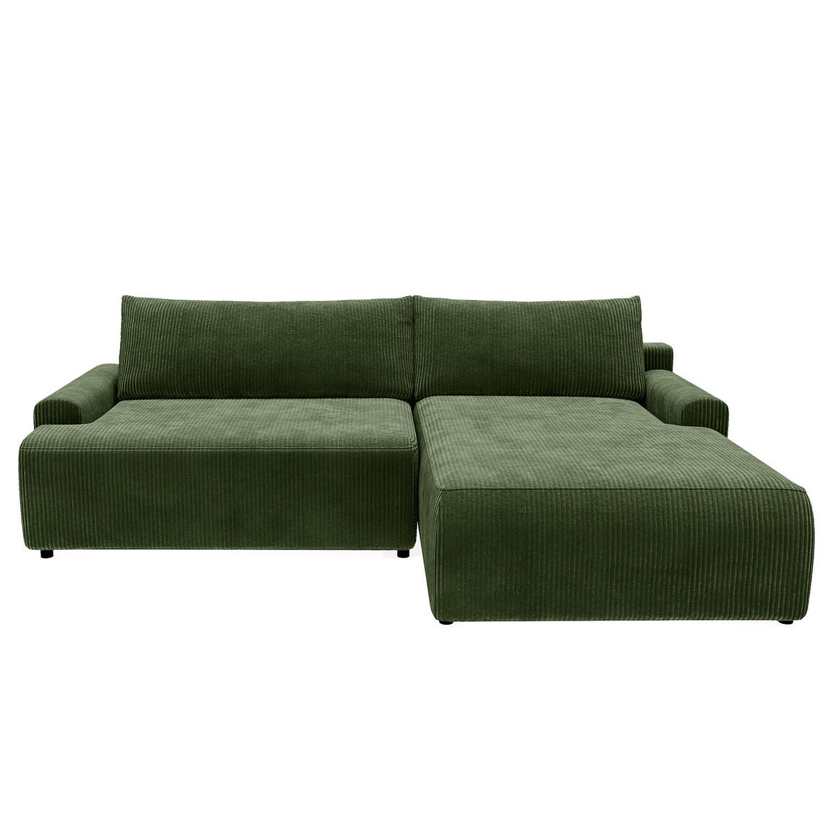 ECKSOFA mit Schlaffunktion - Longchair - Schwarz/Grün, Kunststoff/Textil (253/167cm) - home24