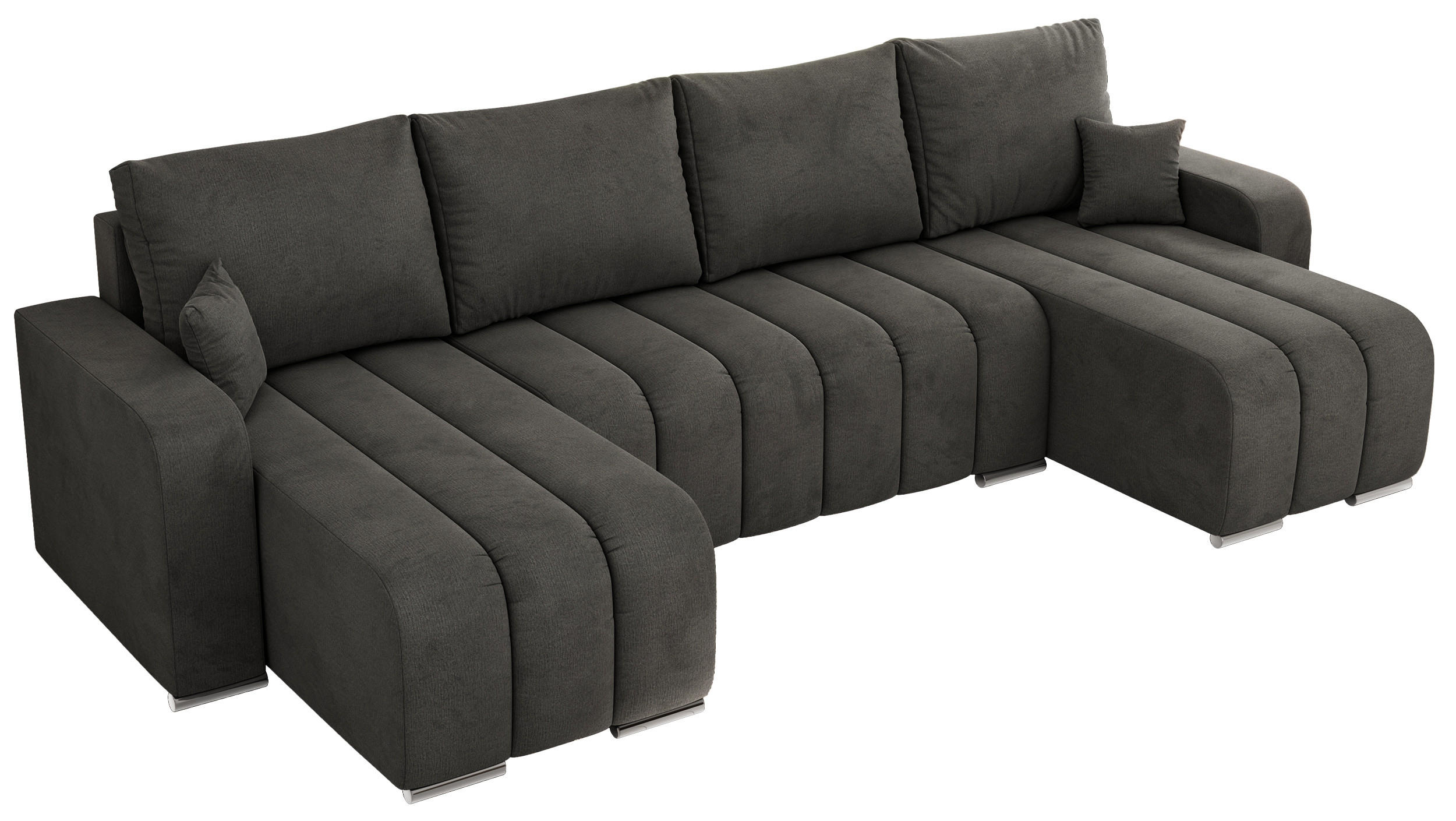 WOHNLANDSCHAFT KIRASSO U Dunkelgrau Velvet - Dunkelgrau/Grau, Textil/Metall (320/86/147cm) - MKS