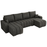 WOHNLANDSCHAFT KIRASSO U Dunkelgrau Velvet - Dunkelgrau/Grau, Textil/Metall (320/86/147cm) - MKS