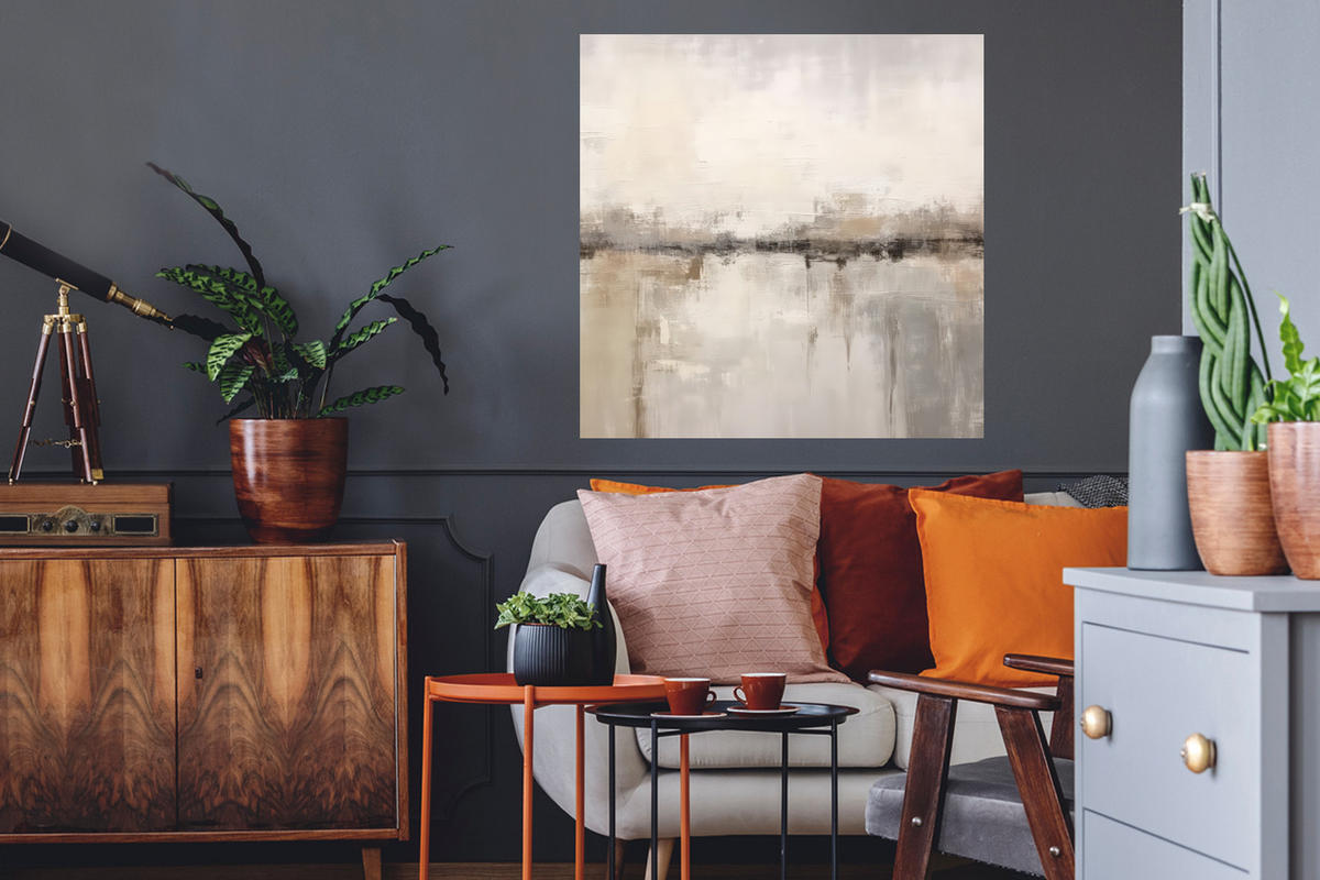 WANDTATTOO Moderne Kunst - Abstrakt - Beige 50x50 cm - Beige, Kunststoff (50/50/0.1cm) - MuchoWow