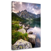 LEINWANDBILD Landschaft Berge Felsen Natur 70x100cm - Grün, Textil (70/100cm) - Feeby