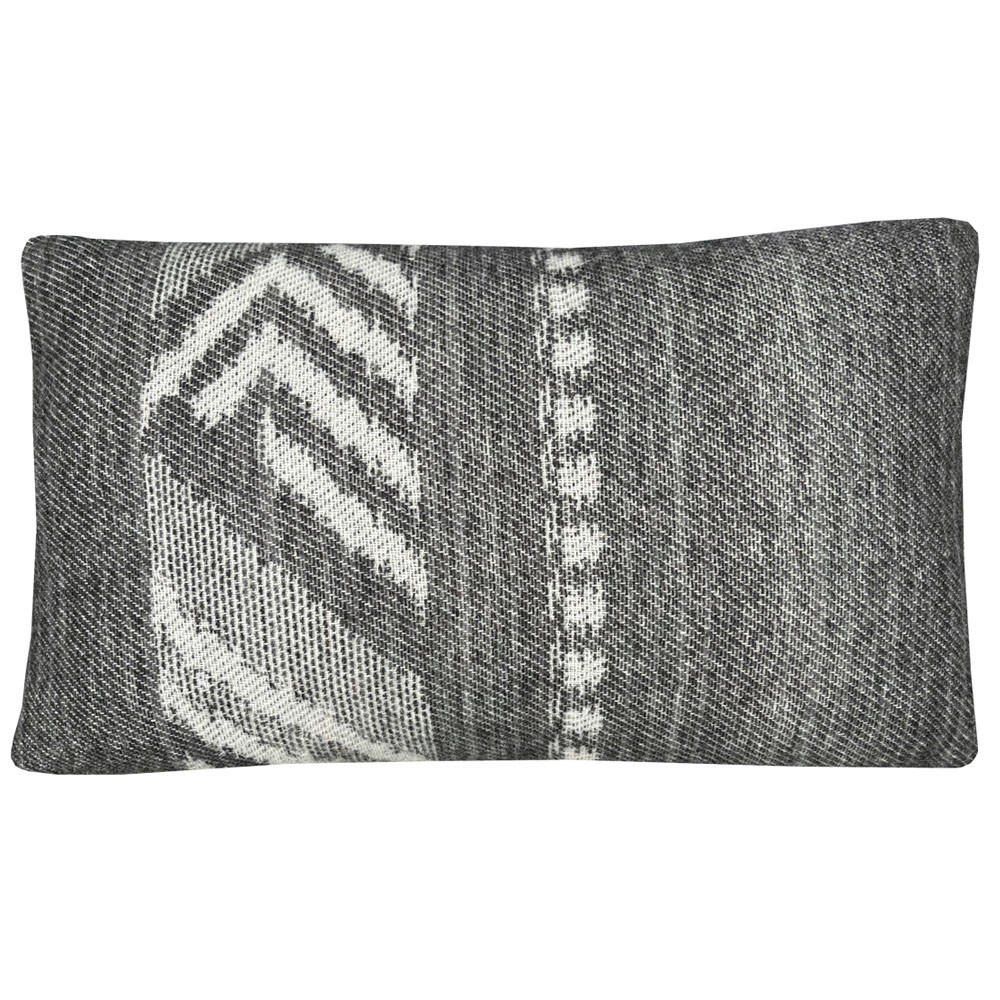 WOLLKISSEN Mochica schwarz Dekostreifen Rechteck 35x60 - Anthrazit, Textil (60/35/12cm) - Malagoon