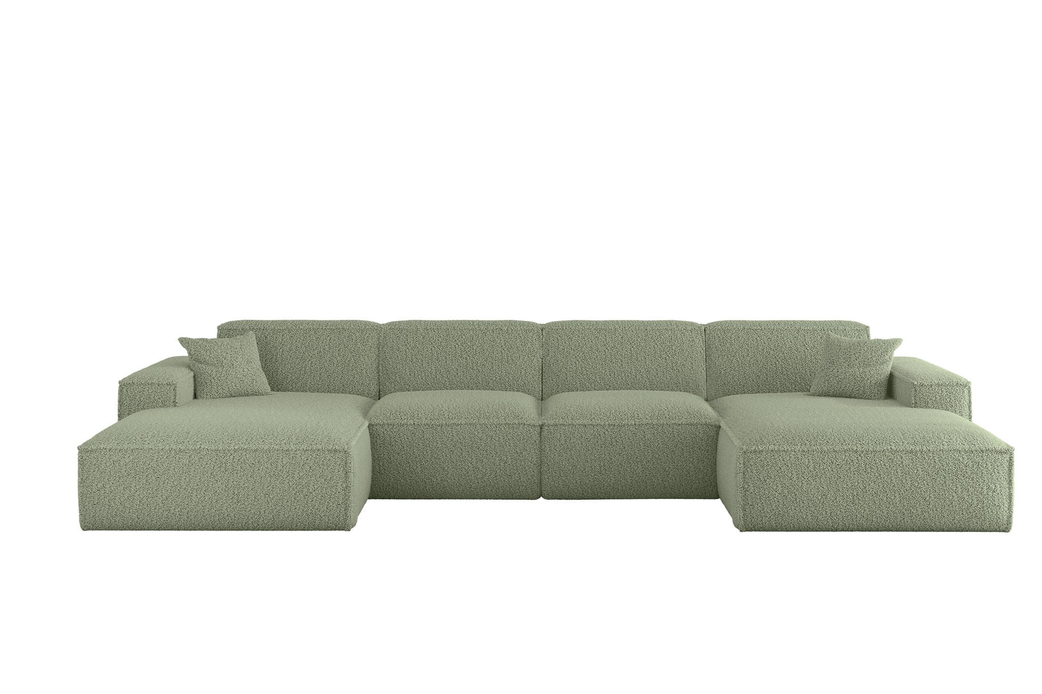 WOHNLANDSCHAFT Celes Premium In Sven - Grün, Holzwerkstoff/Textil (378/73/165cm) - Fun Möbel