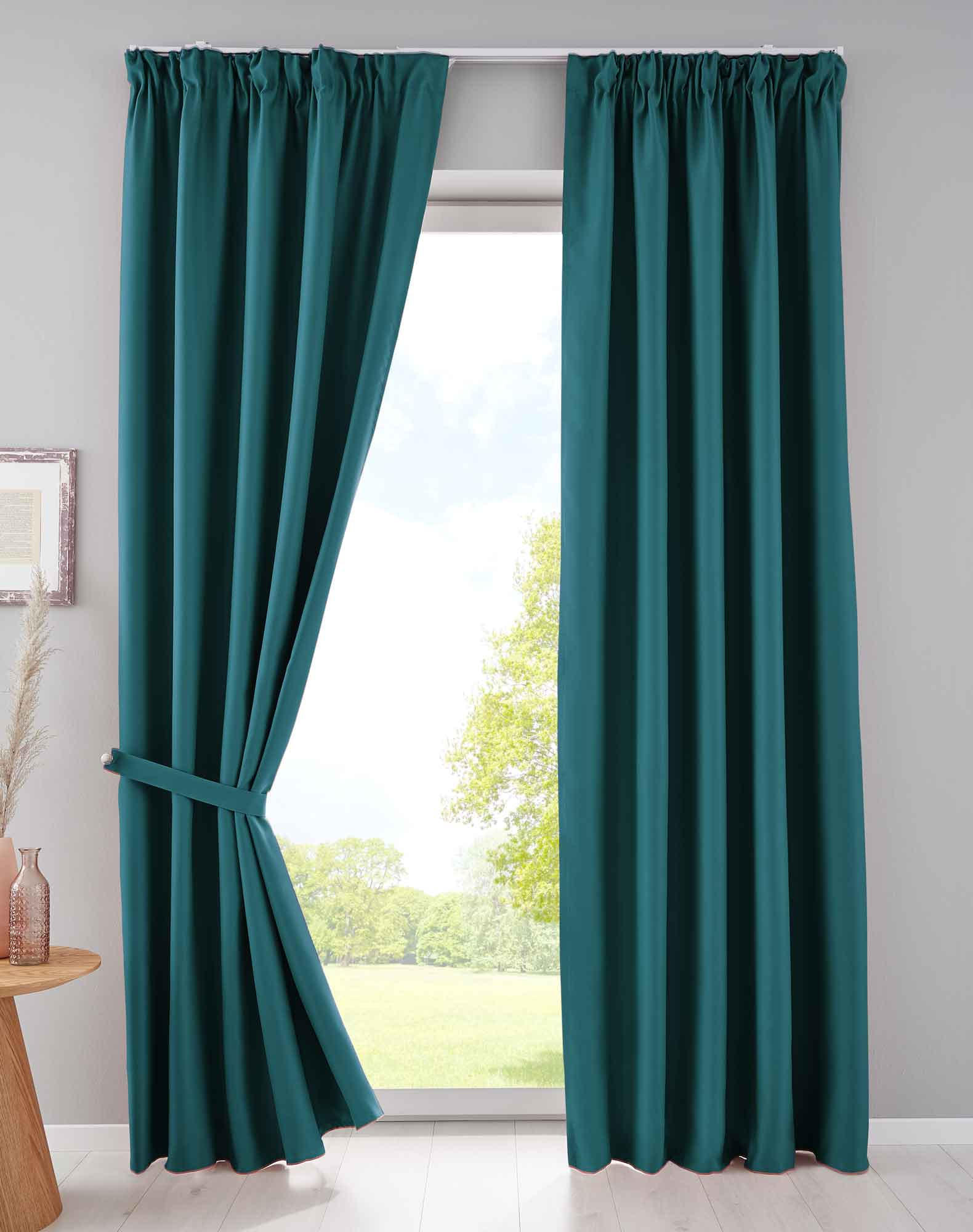 VORHANG 2ER SET NEWYORK HxB 225x140 cm Petrol - Petrol, Textil (140/225cm) - Gardinenbox