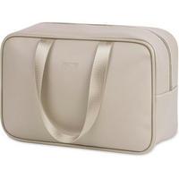 KULTURBEUTEL groß PU-Leder Braun 30 x 20 x 12 cm - Beige, Kunststoff (1/1/2cm)