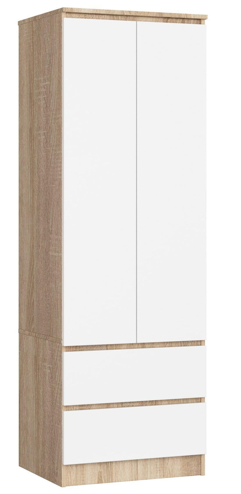 KLEIDERSCHRANK Eiche Sonoma, Weiß 180/60/51 - Weiß/Sonoma Eiche, Holzwerkstoff (60/180/51cm) - RAUMHIRSCH FURNITURE